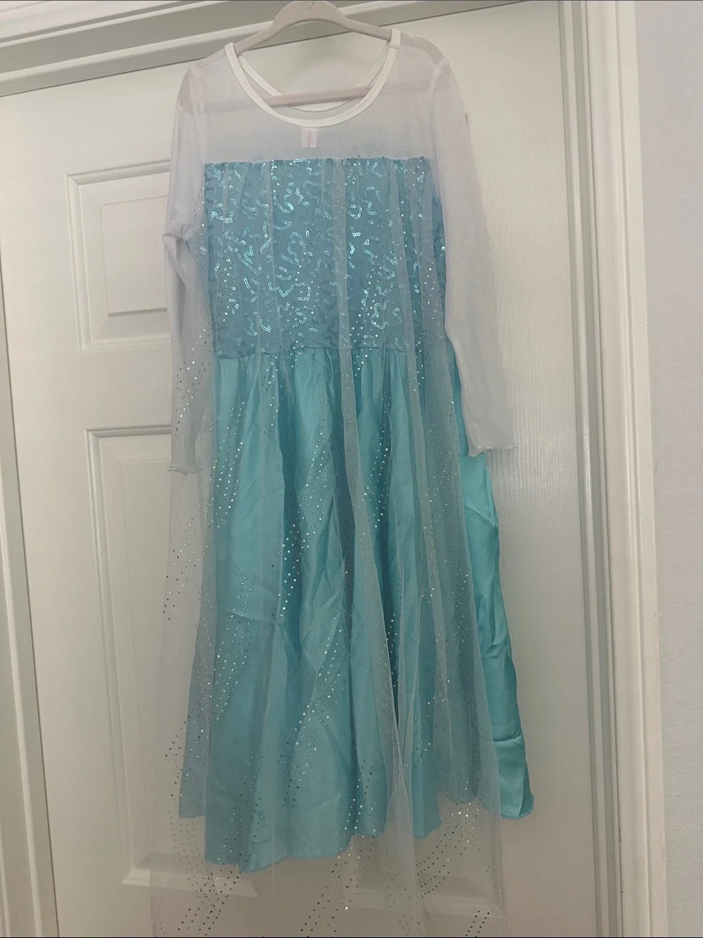 Light Blue Sequin “Elsa” Princess Dress with Snowflake Accent